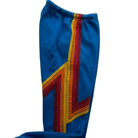 Aviator Nation Blaze Stripe Sweatpant Ocean Blue Size XS Jogger High Rise Cotton - Picture 3 of 6